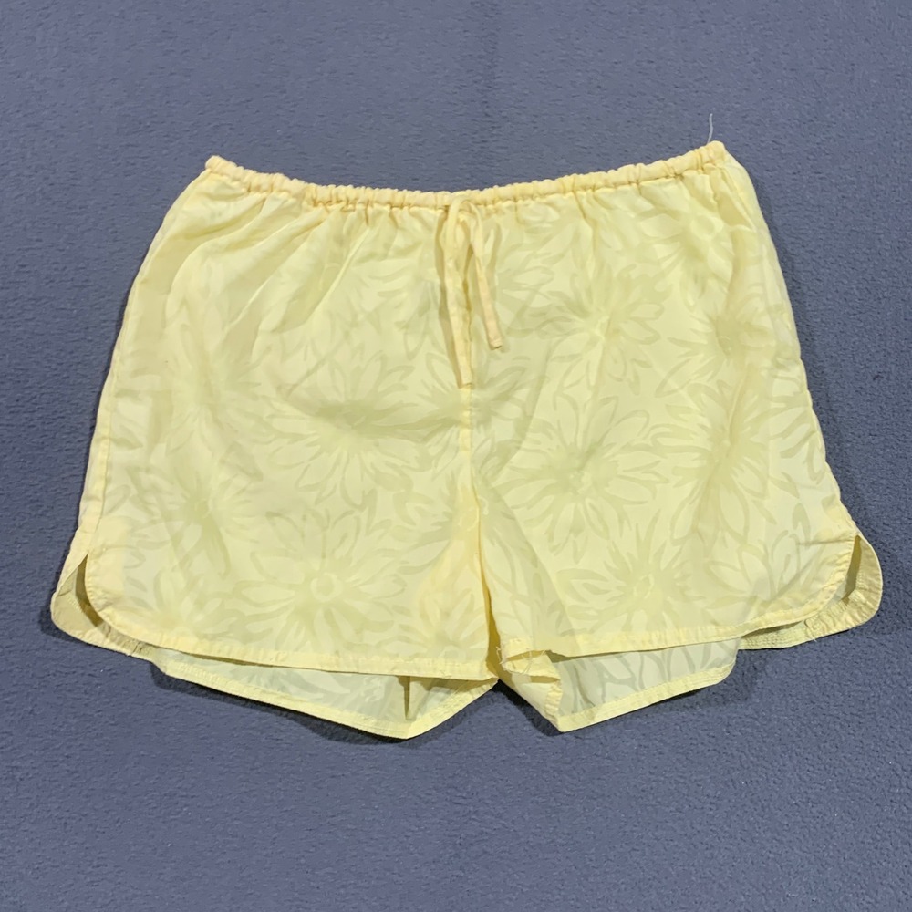 George‎ Sleepwear Women Yellow Chamomile Floral Pajama Shorts Sheer Size 4/6 S